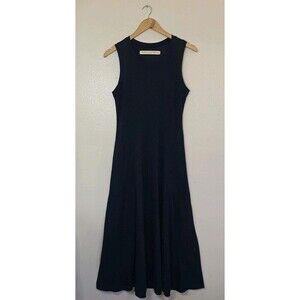 Raquel Allegra Big Sweep Midi Dress Womens Size XS Navy Blue Tank A Line Pockets